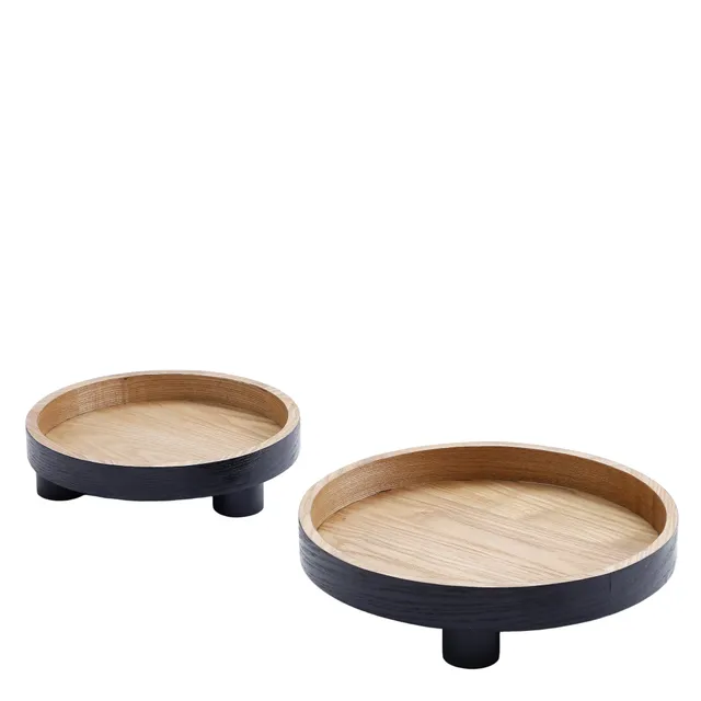 sia-deco-noah-noa-plateau-d-coratif-rond-noir-lot-de-2-bois image 1