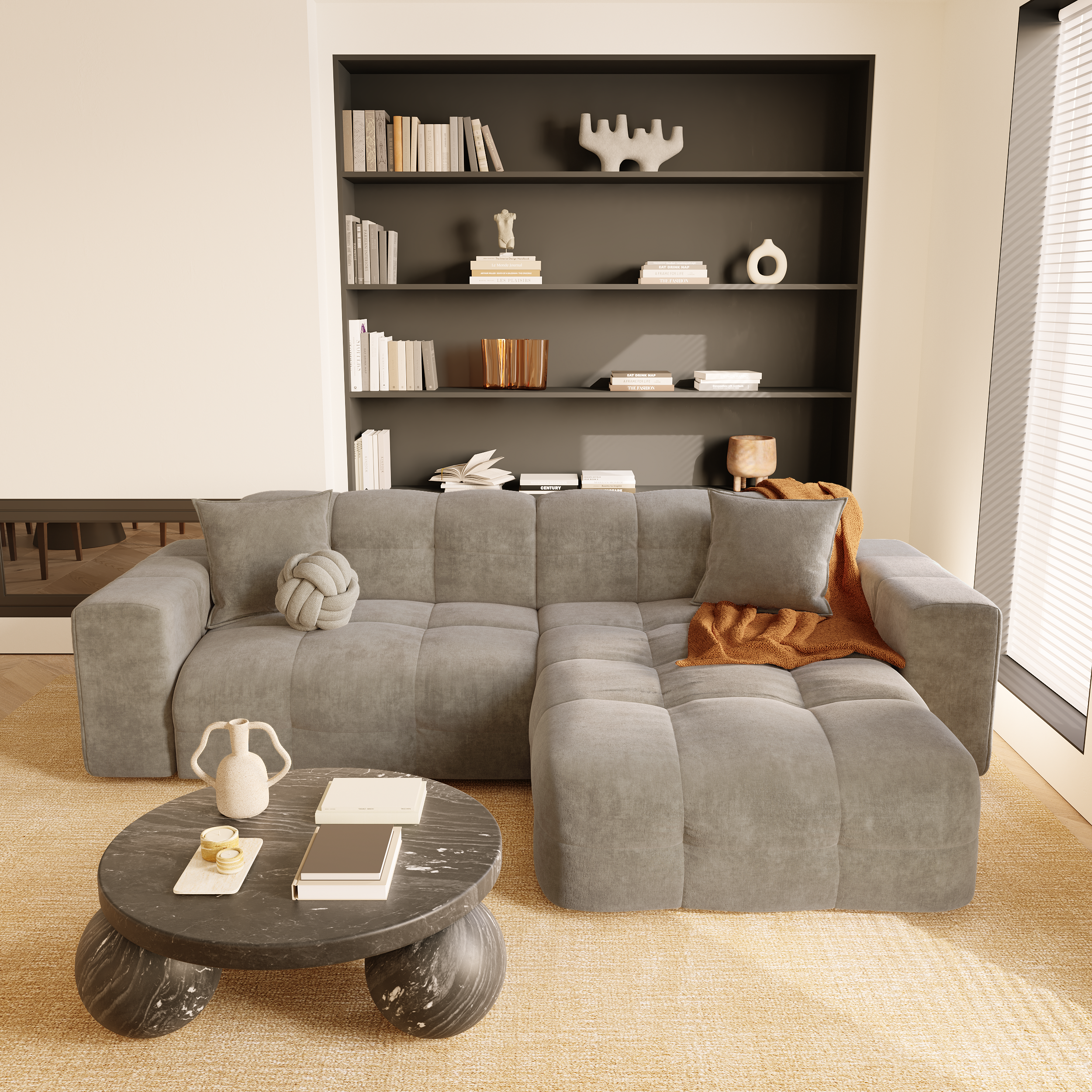 sia-mael-canap-angle-droit-cr-me-5-places-tissu-arrondi image 8