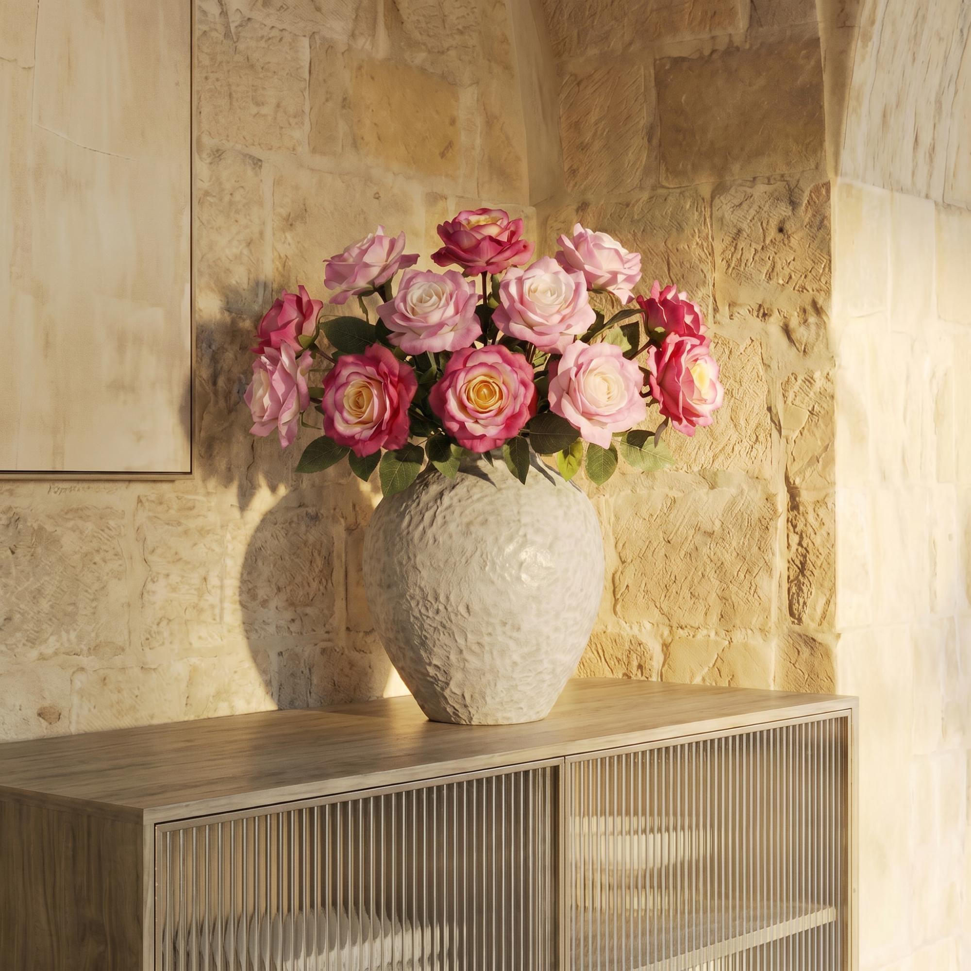 sia-noah-sophie-bouquet-artificiel-12-tiges-rose-cr-me-64-cm image 2