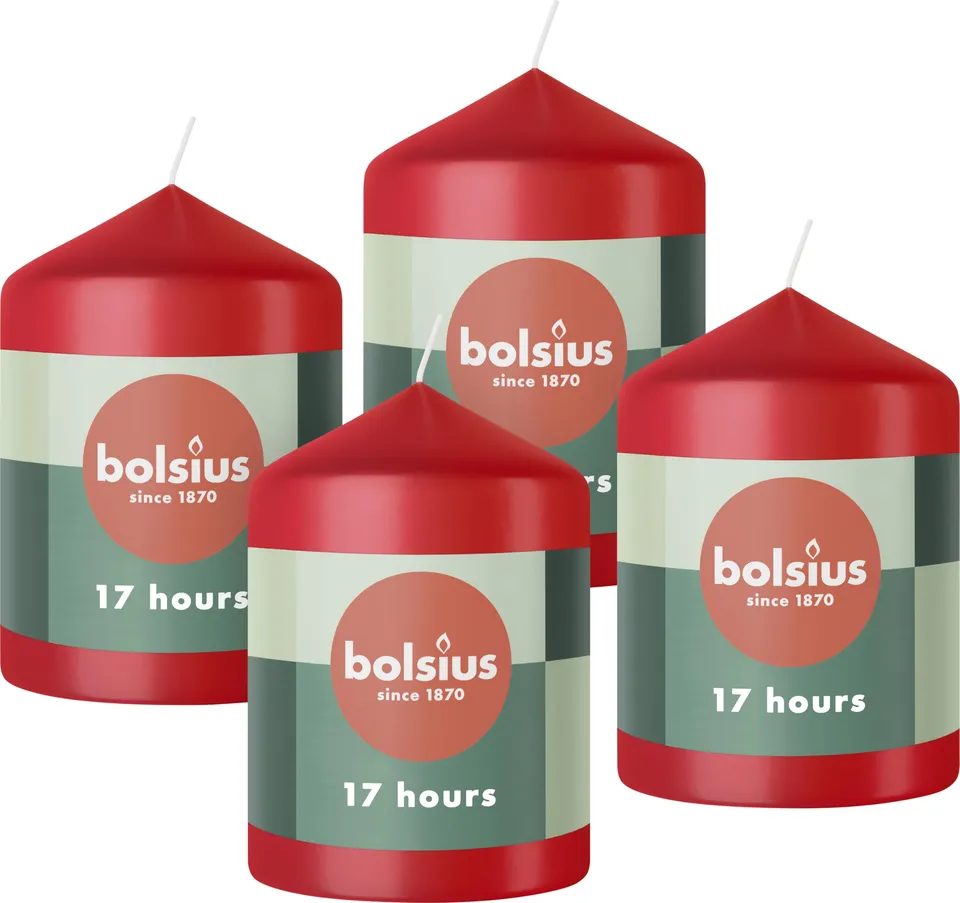 bolsius-bougies-piliers-rouges-lot-4-8-cm-17h image 1