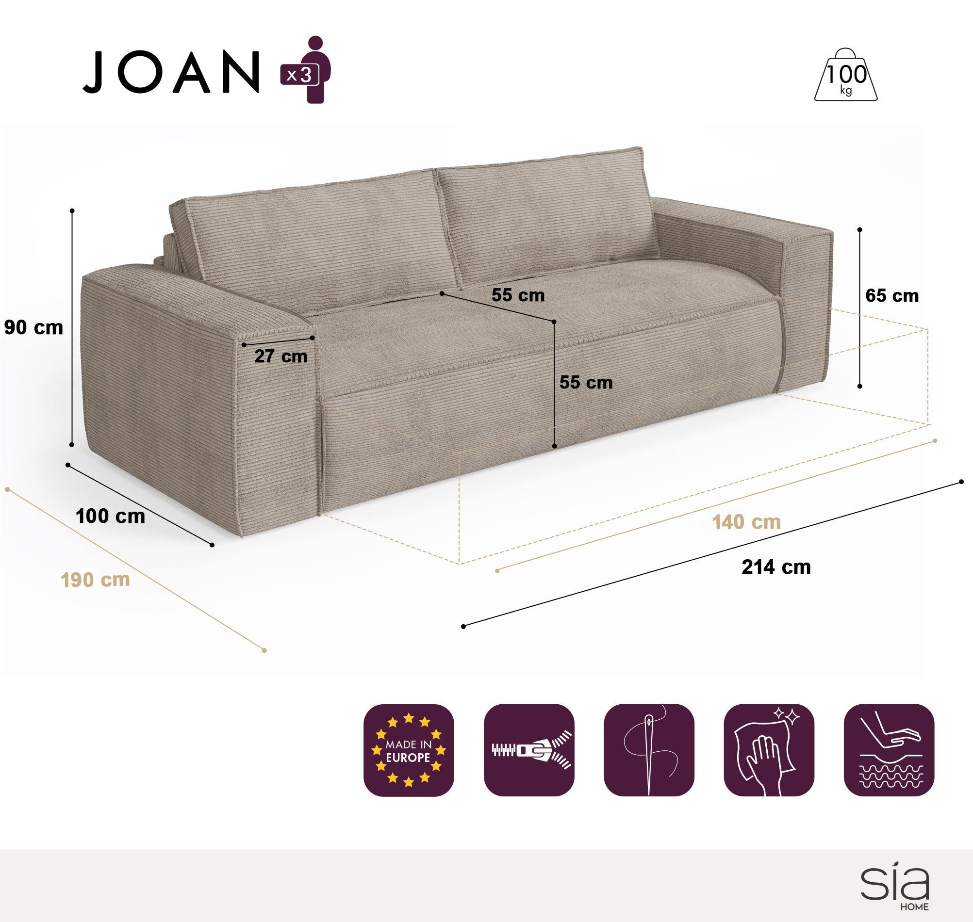 sia-deco-joan-canap-convertible-cr-me-couchage-140-cm image 7