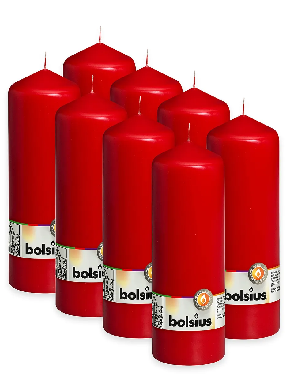 bolsius-bougies-piliers-20x7cm-lot-8-bougie-rouge-75h image 1