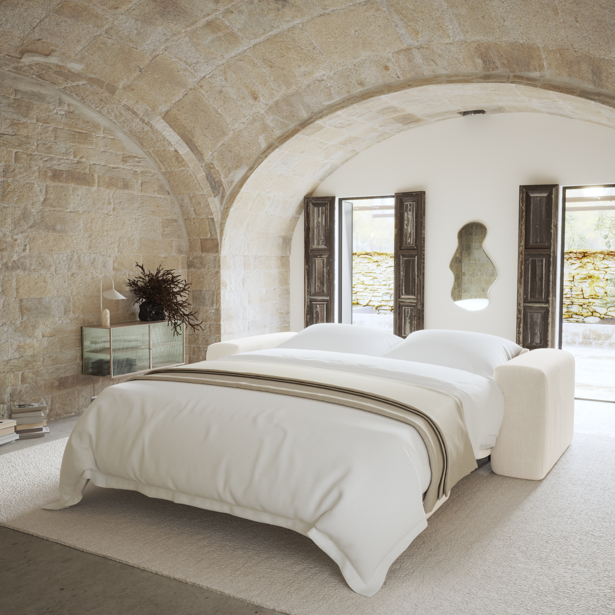 sia-myra-canap-convertible-cr-me-arrondi-confortable image 3