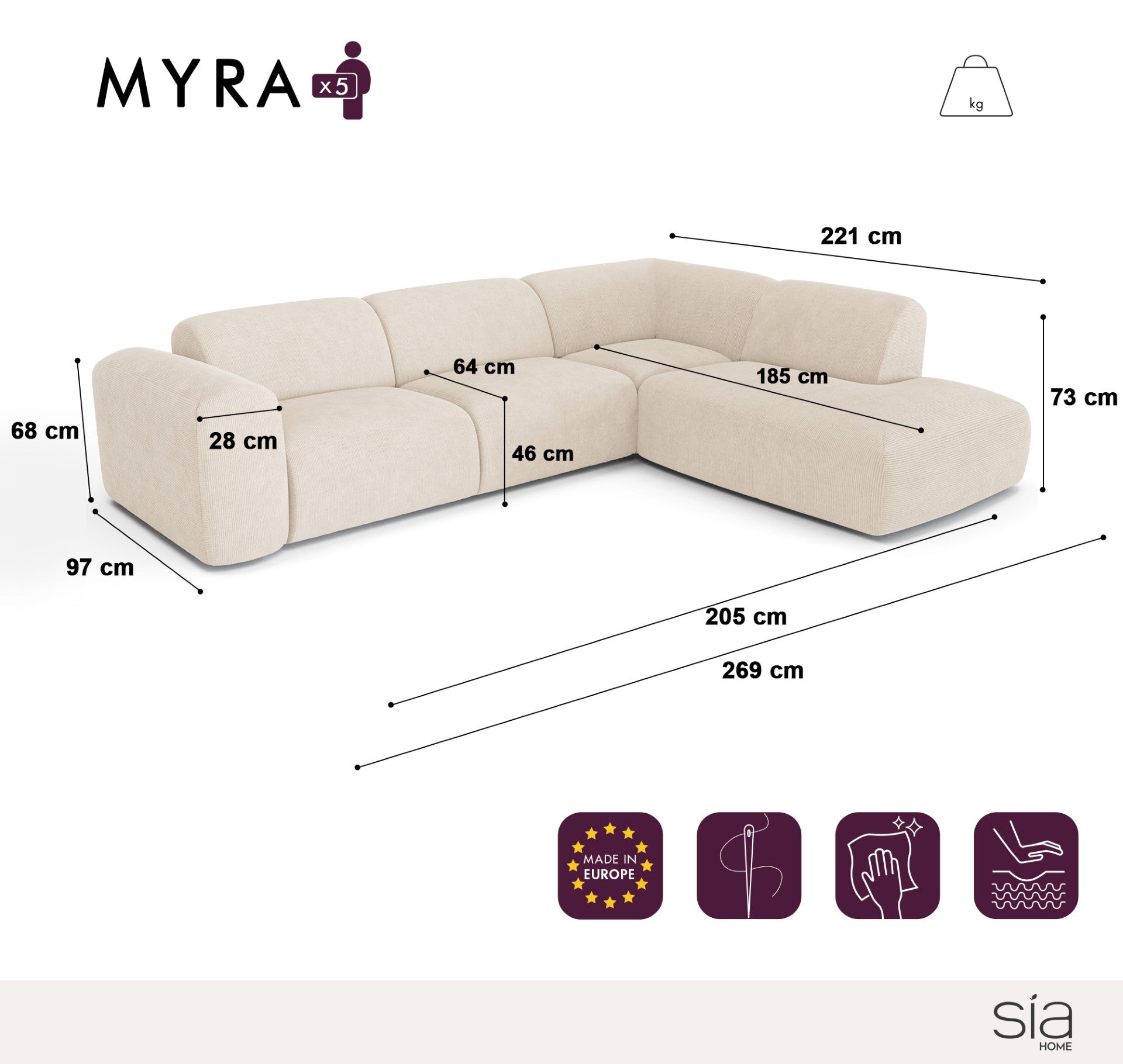 sia-myra-canap-grand-angle-droit-5-places-beige-m-ridienne image 5