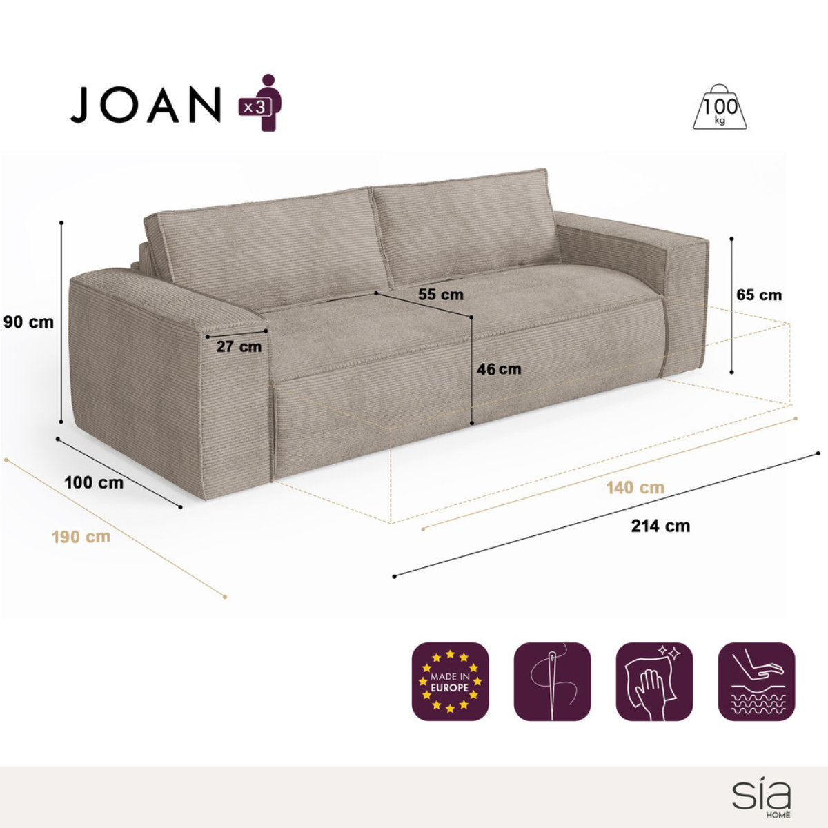 sia-deco-joan-canap-convertible-140-cm-cr-me-matelas-m-moire image 8