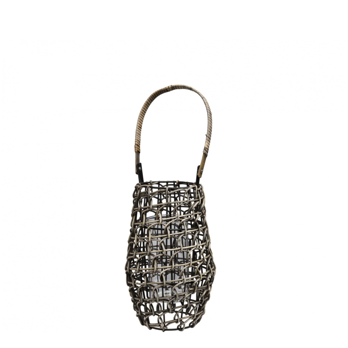 sia-deco-nora-replay-lanterne-rotin-marron-41-cm-verre-bougie image 1