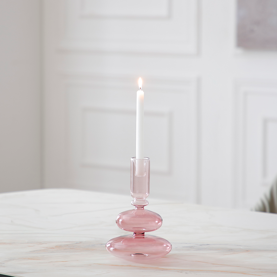 sia-nora-sunrise-bougeoir-verre-rose-22-cm-chandelle image 2