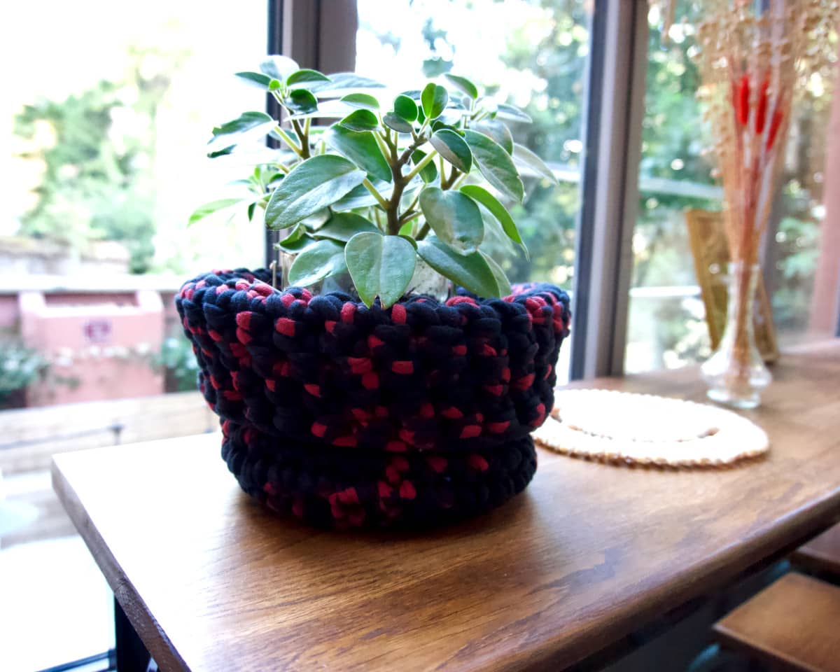 am-cla-paniers-rangement-panier-crochet-rouge-et-noir-coton-recycl image 2
