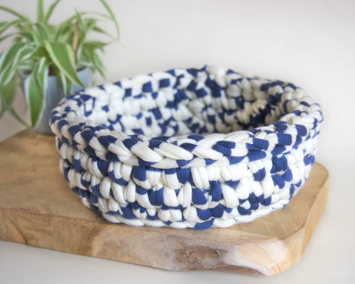 am-cla-paniers-rangement-panier-crochet-bleu-blanc-20-cm image 3