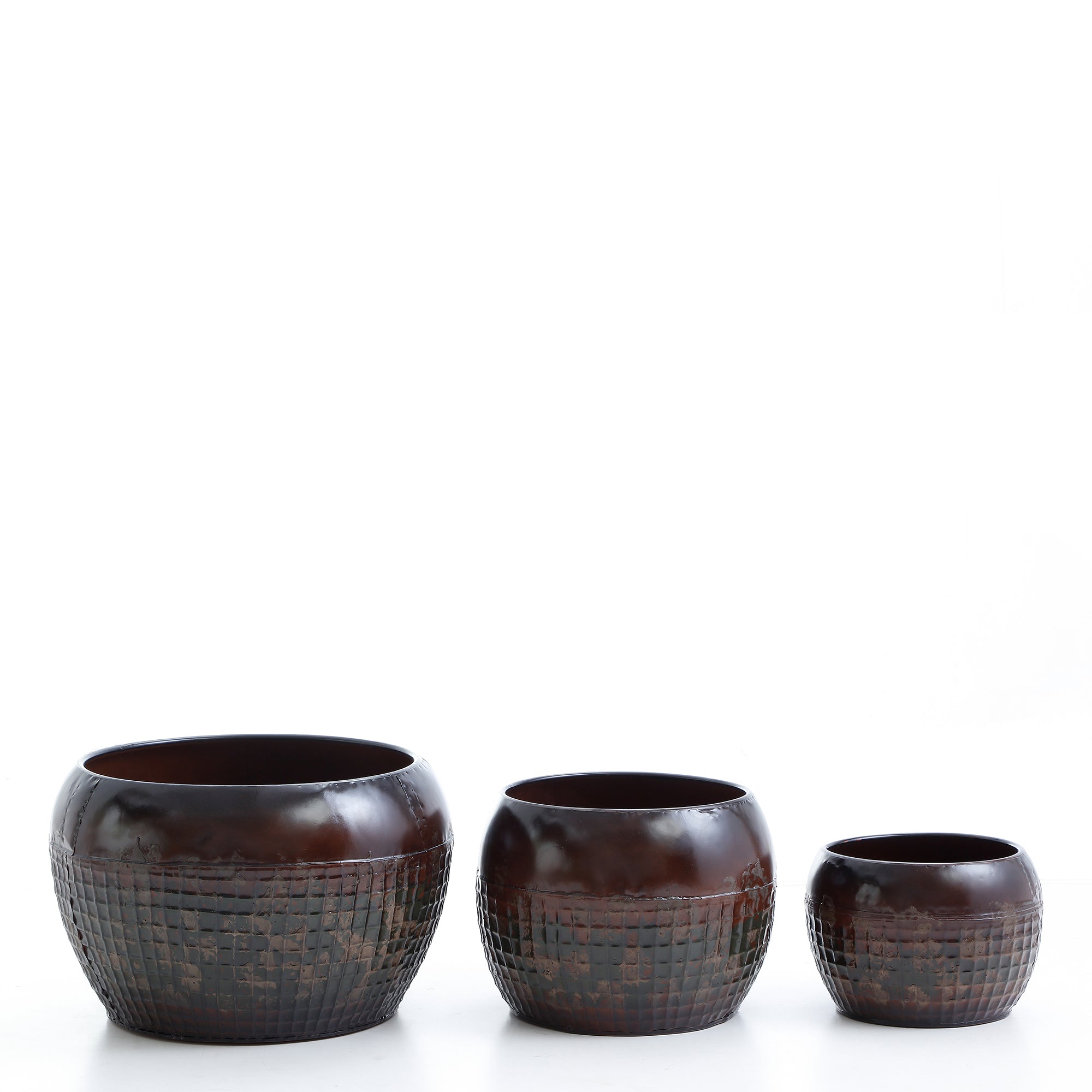 sia-antica-elen-cache-pot-m-tal-marron-lot-de-3 image 1