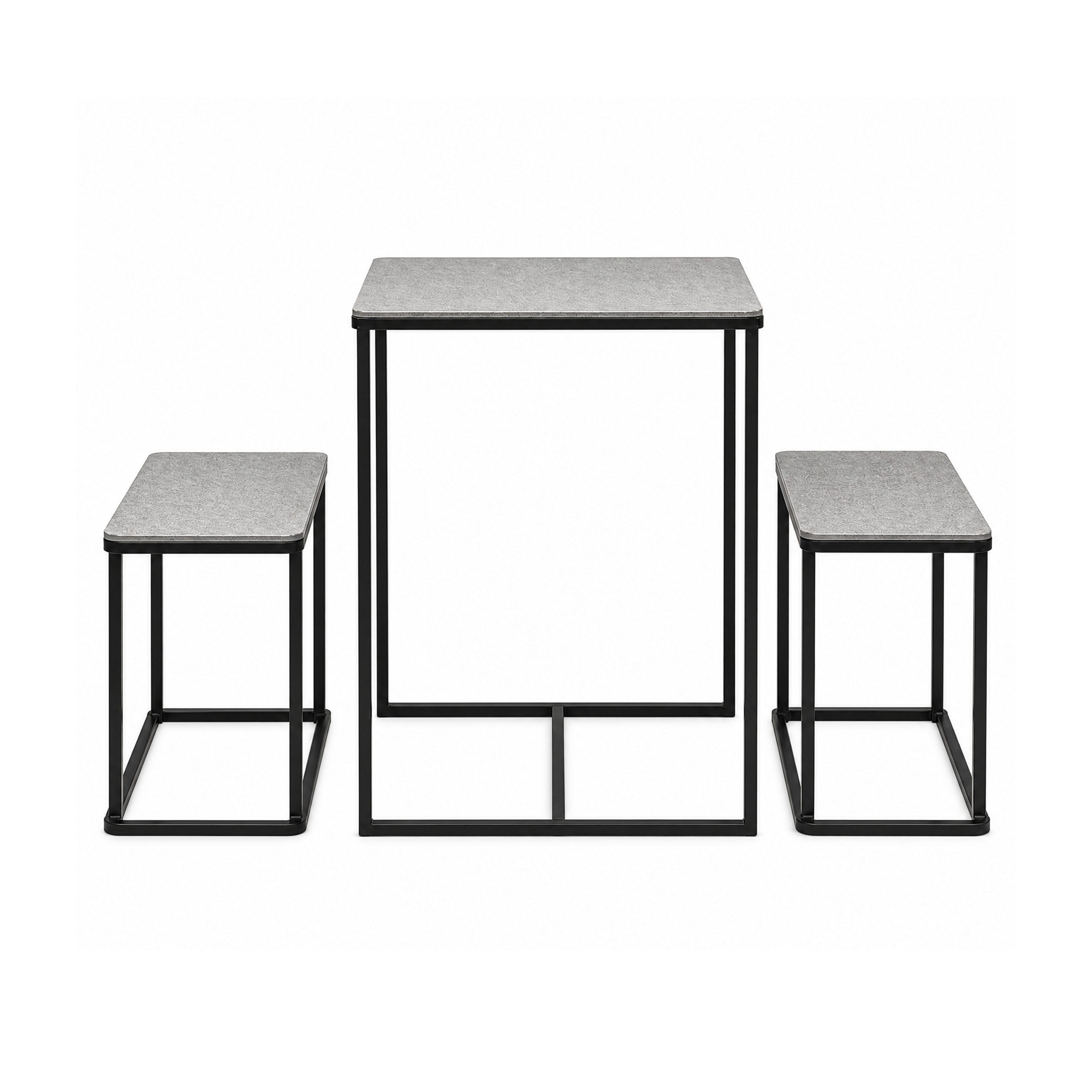 sia-deco-charlie-table-avec-2-bancs-argent-et-noir-fer image 1
