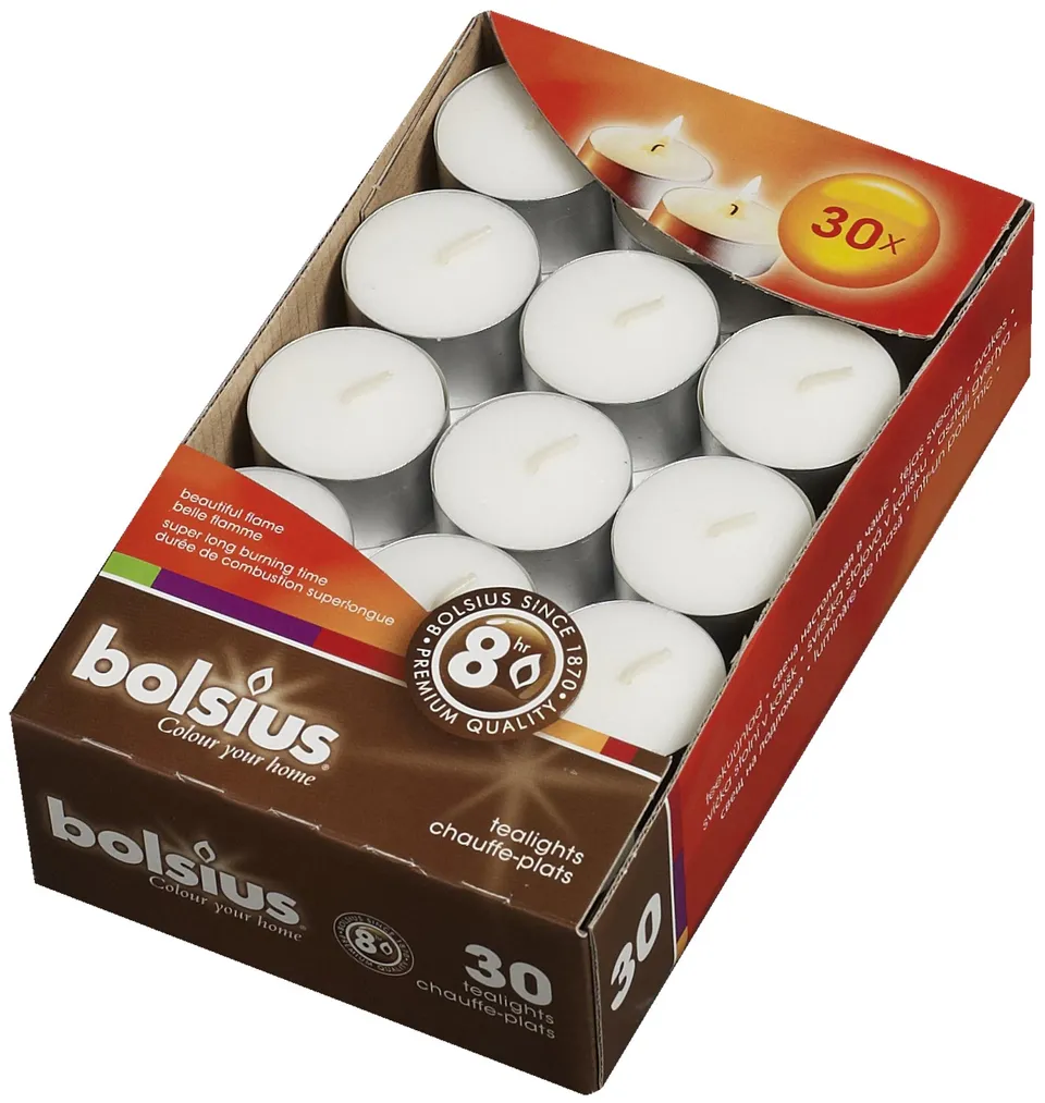 bolsius-bougies-chauffe-plats-blancs-lot-30-8h-paraffine image 1