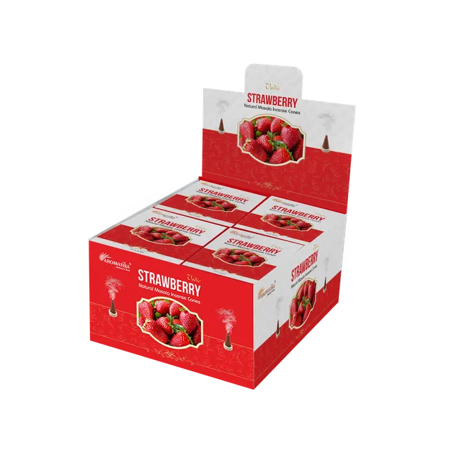 aromatika-vedic-incense-cones-fraise-c-nes-d-encens-x120-fruit image 1