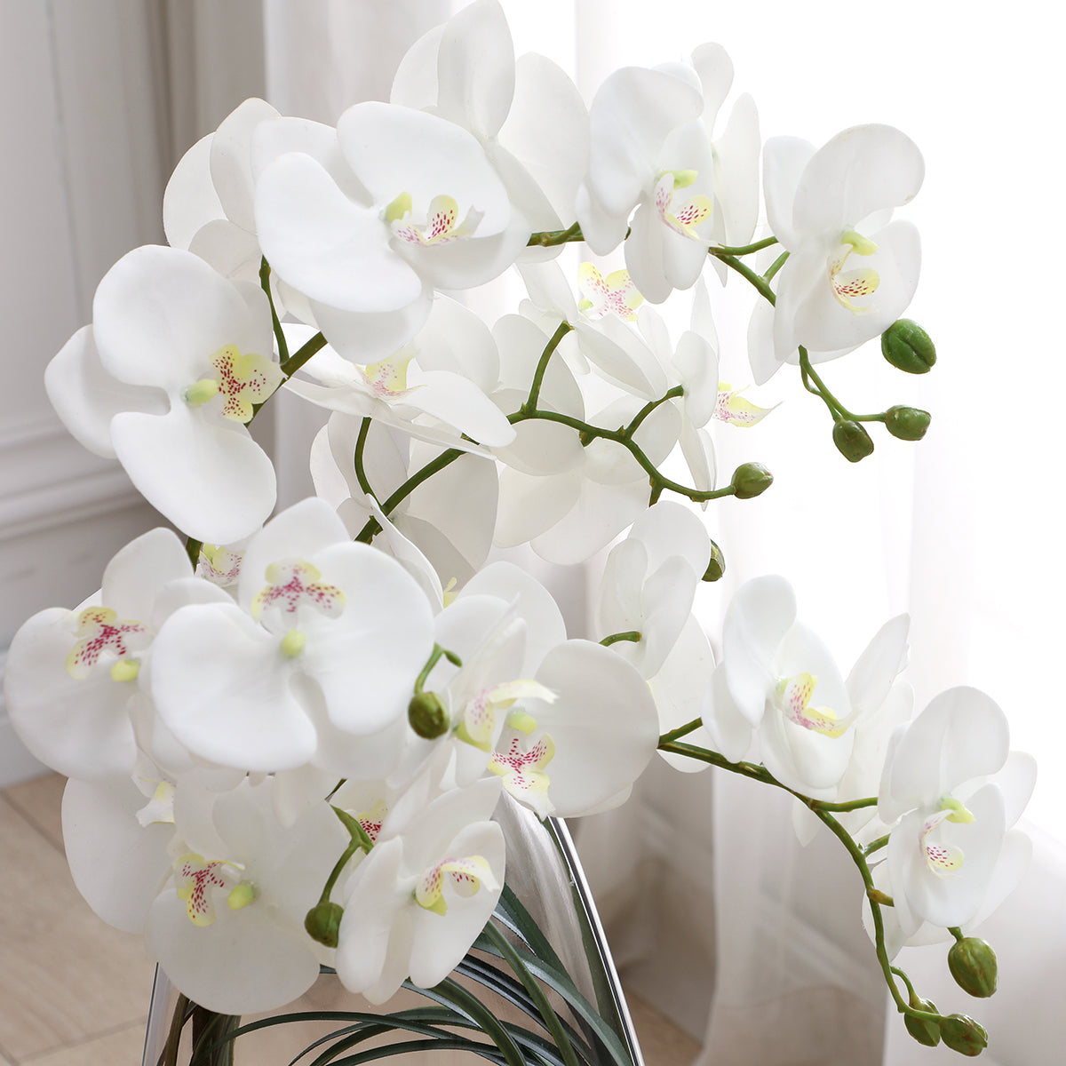 sia-deco-noah-orchid-e-artificielle-vase-transparent-blanc-46cm image 3
