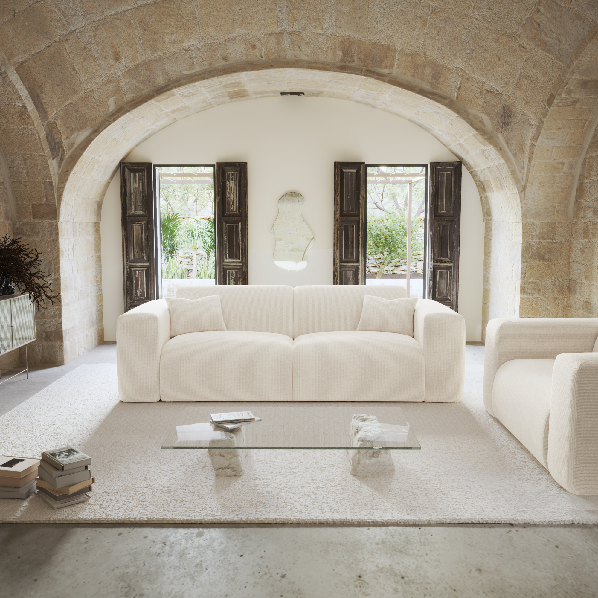 sia-myra-canap-convertible-cr-me-arrondi-confortable image 2