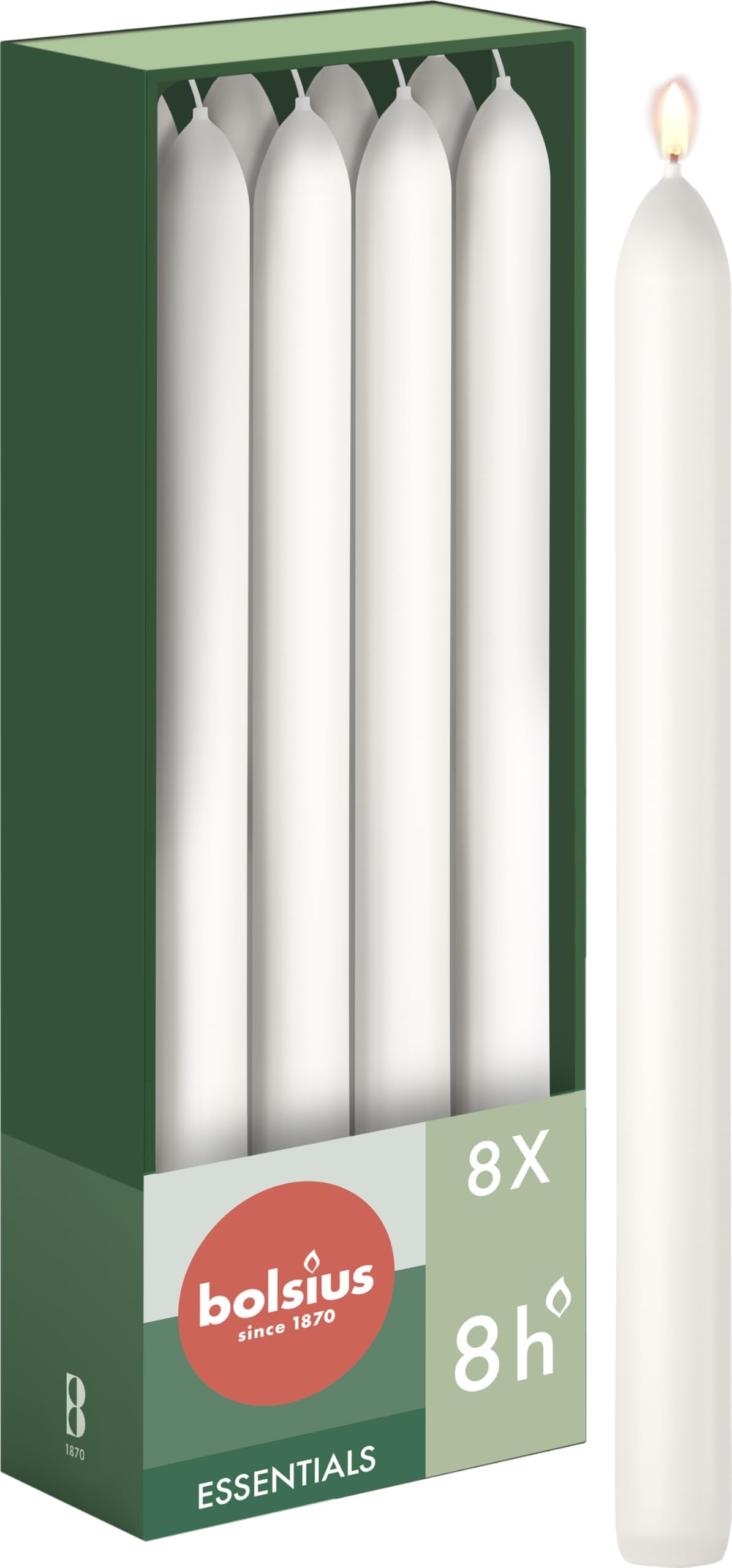 bolsius-essentials-bougie-d-ner-blanc-23-cm-lot-8 image 1