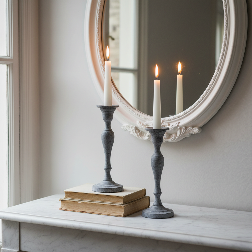 sia-deco-nora-bougeoir-aspen-acier-22-cm-gris image 2