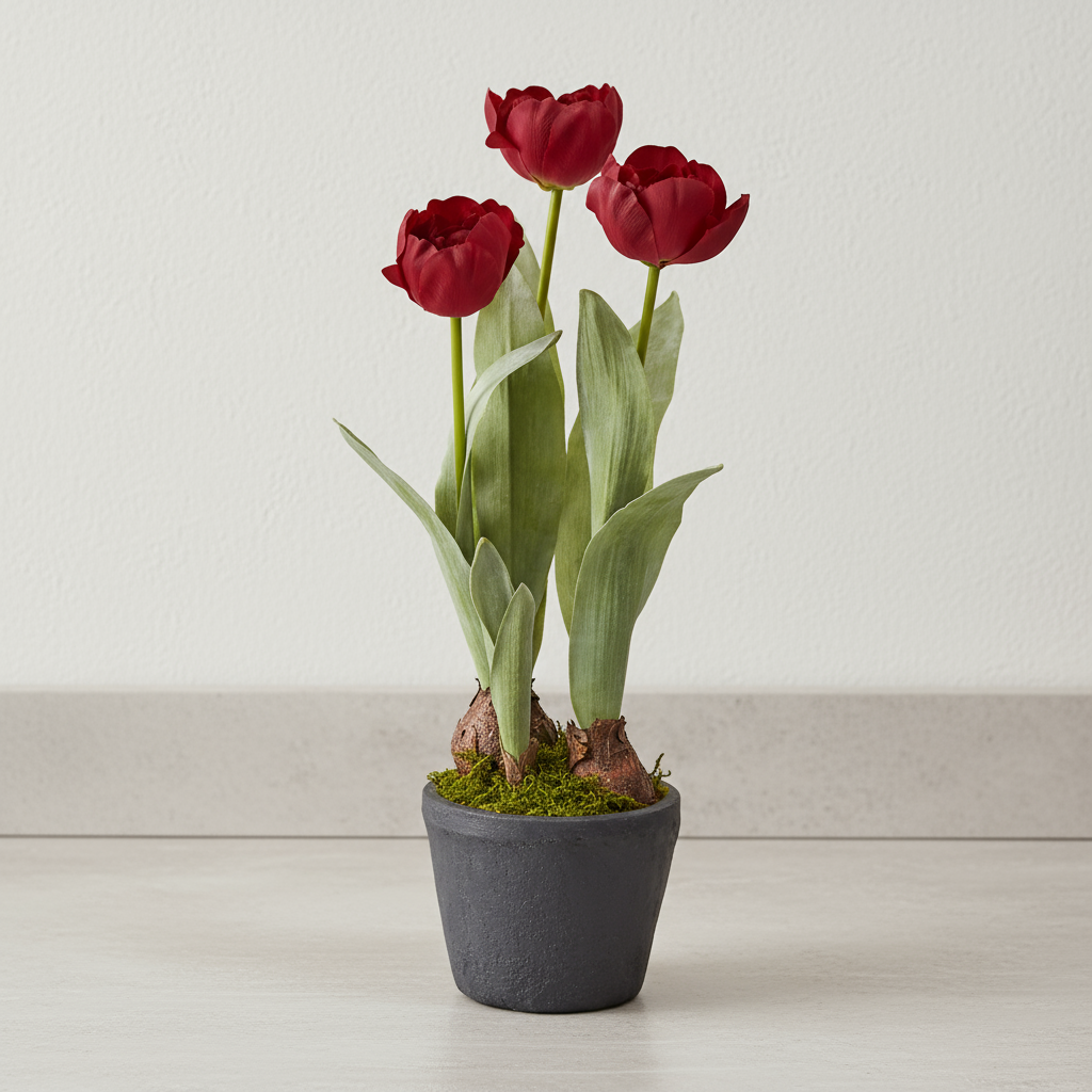 sia-deco-noah-tulipes-givr-es-en-pot-46-cm-blanc image 2
