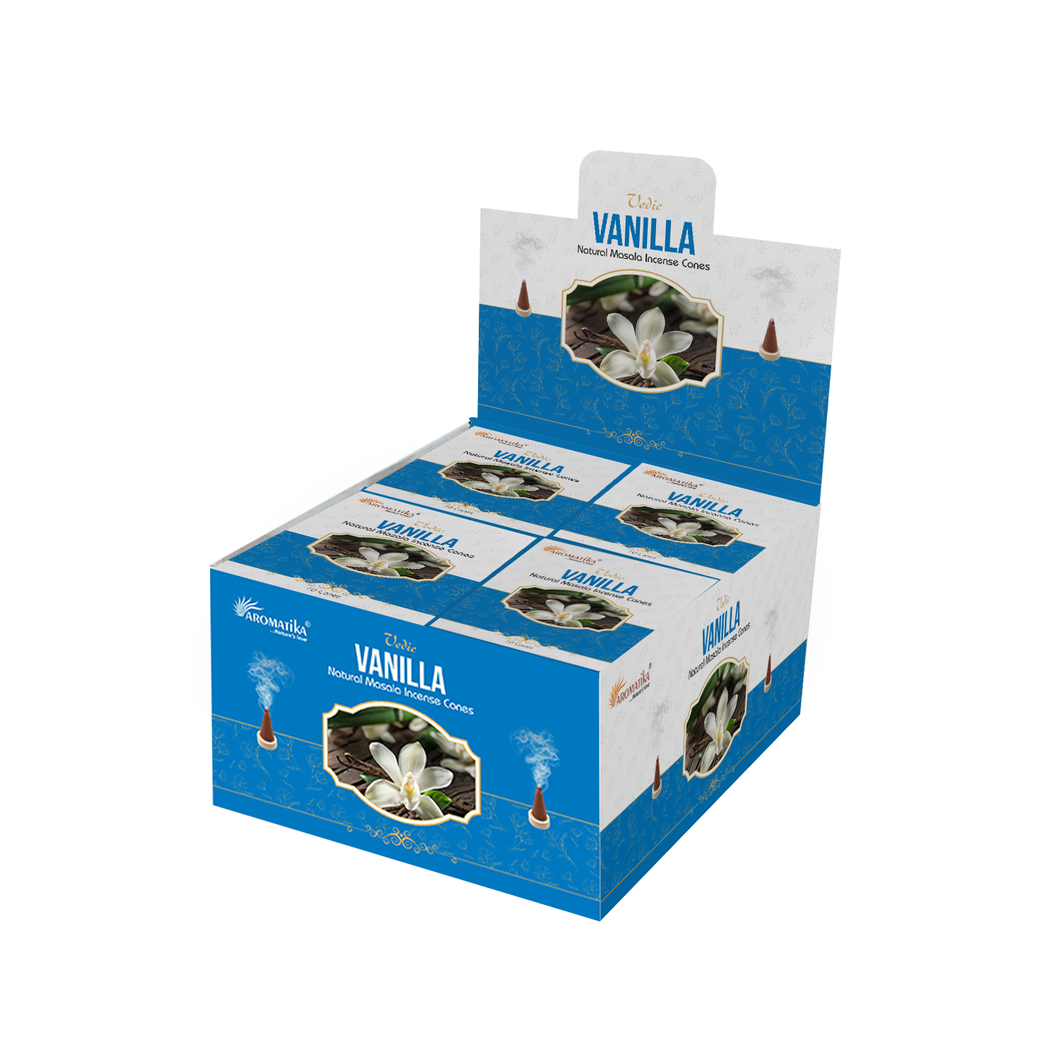aromatika-vedic-incense-cones-vanille-c-nes-d-encens-x120-doux image 1