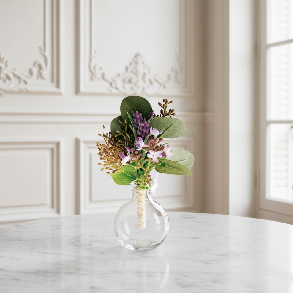 sia-deco-noah-boutonni-re-artificielle-lavande-eucalyptus-violet-15-cm image 2