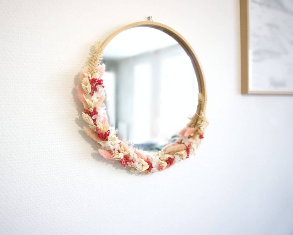 am-cla-miroirs-miroir-rond-fleurs-s-ch-es-roses-29-5-cm image 2