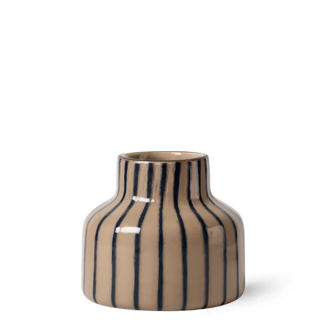 sia-deco-antica-vase-strio-verre-beige-18-cm-lignes-bleues image 1
