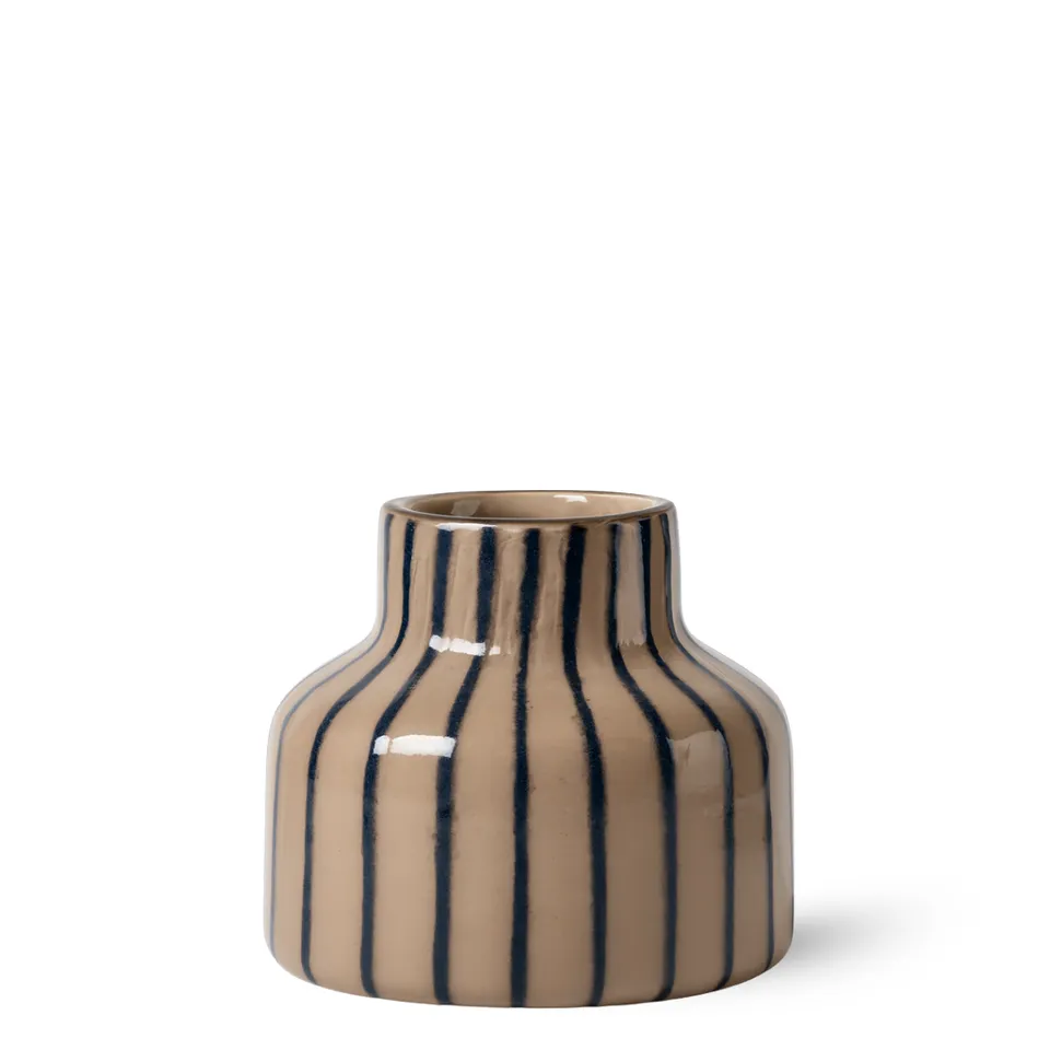 sia-deco-antica-vase-strio-verre-beige-18-cm-lignes-bleues image 1