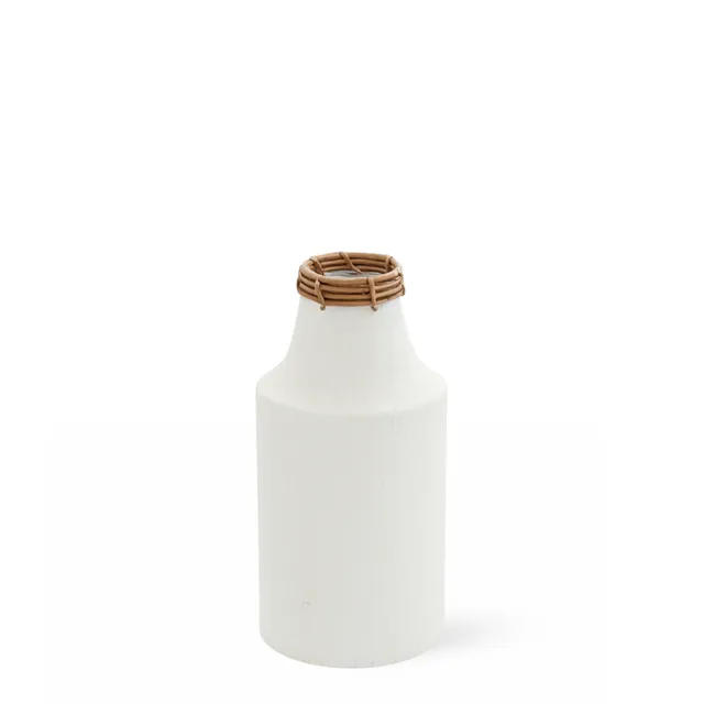 sia-antica-vase-m-tal-solea-blanc-rotin-32-cm image 1