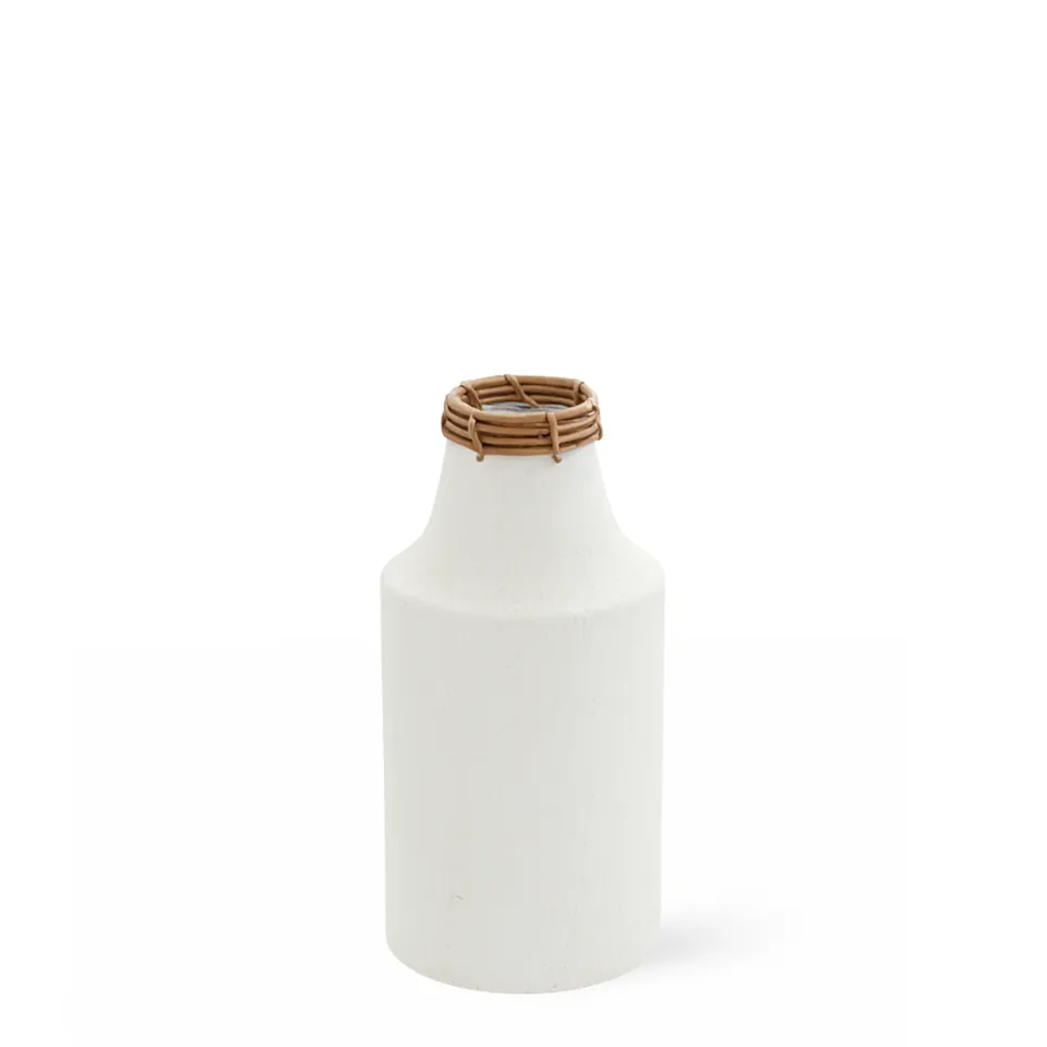 sia-antica-vase-m-tal-solea-blanc-rotin-32-cm image 1