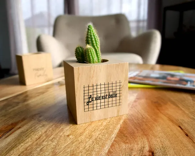 am-cla-cache-pot-bois-cube-la-vie-est-belle-9x9-ch-ne image 1