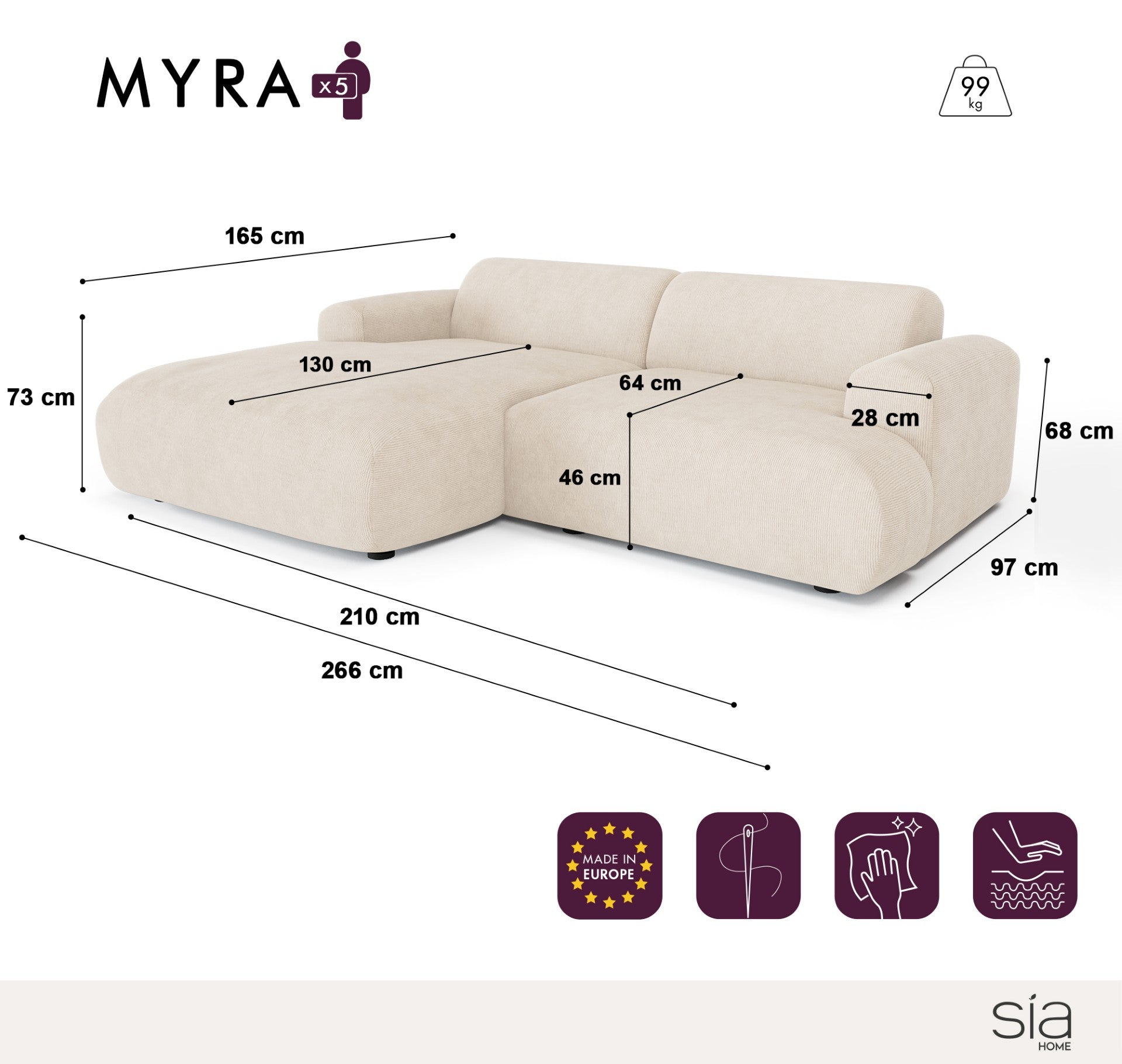 sia-deco-myra-canap-angle-gauche-5-places-beige image 5
