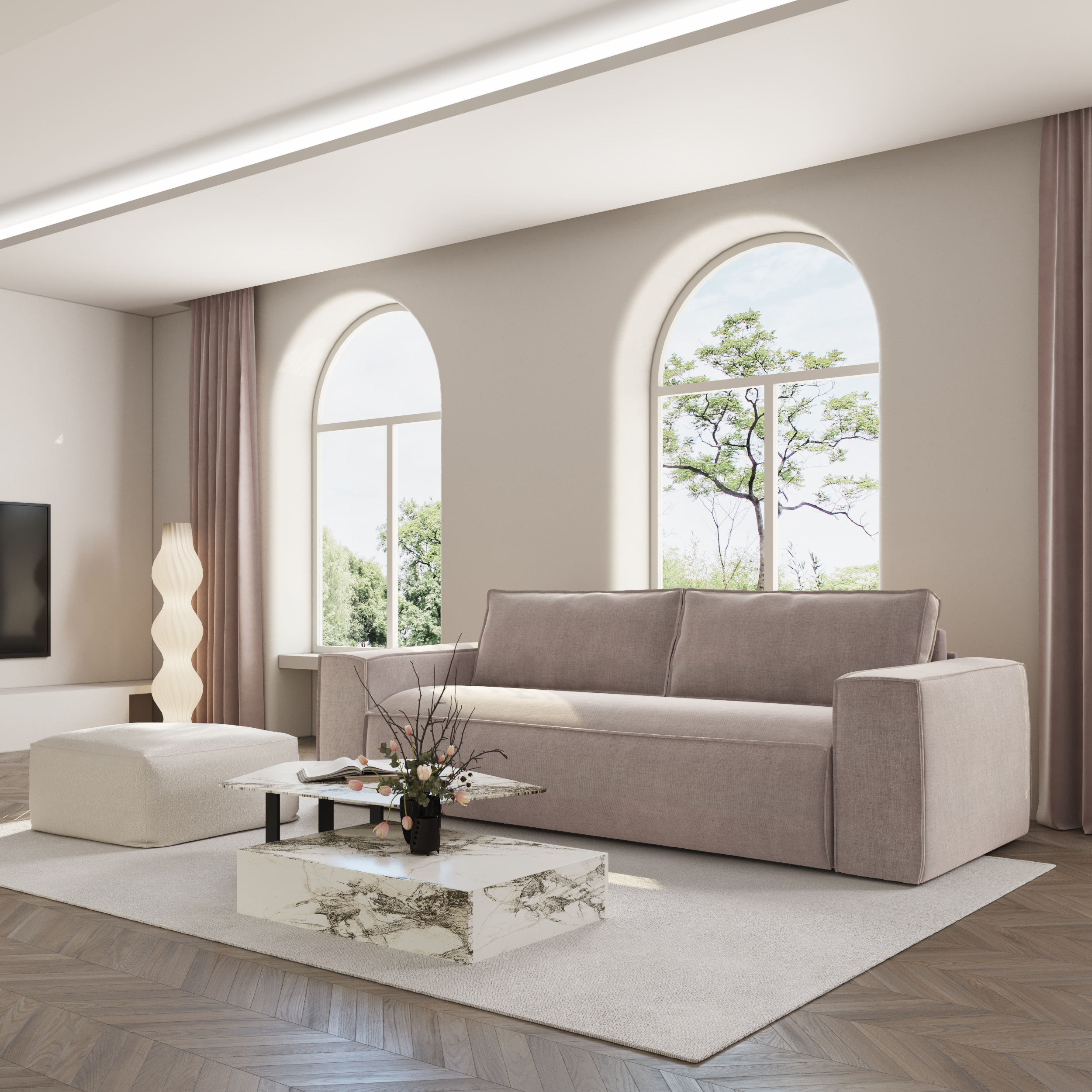 sia-deco-joan-canap-convertible-taupe-couchage-160-matelas image 2