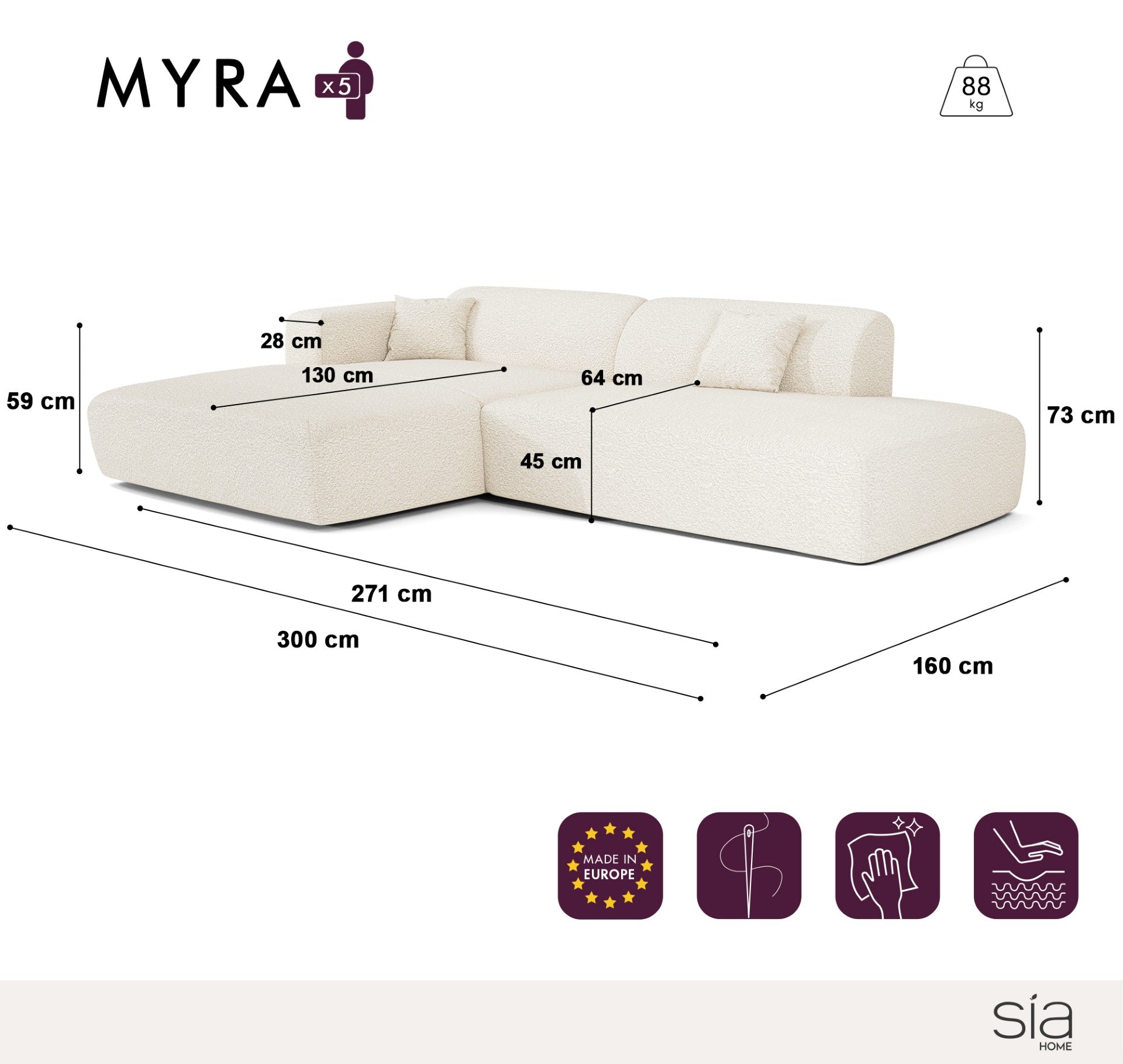 sia-myra-canap-angle-gauche-ouvert-cr-me-5-places image 5