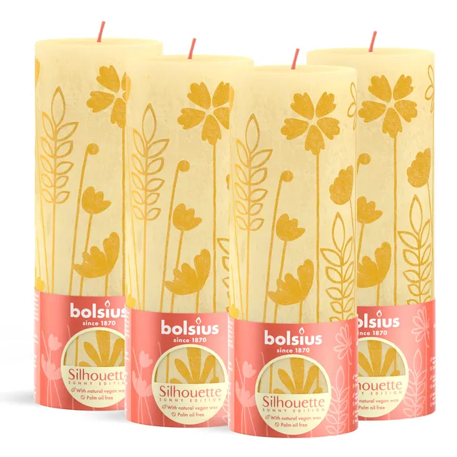 bolsius-bougie-rustique-pilier-jaune-lot-4-x-19-cm image 1