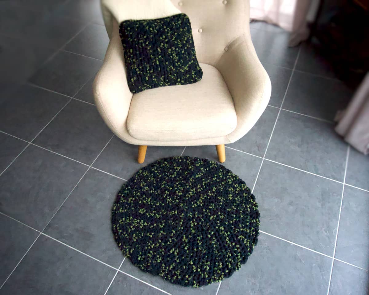 am-cla-tapis-rond-crochet-noir-vert-75-cm-coton-recycl image 2