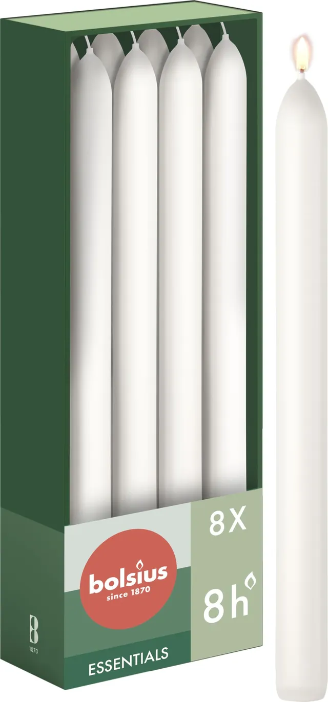 bolsius-essentials-bougie-d-ner-blanc-23-cm-lot-8 image 1