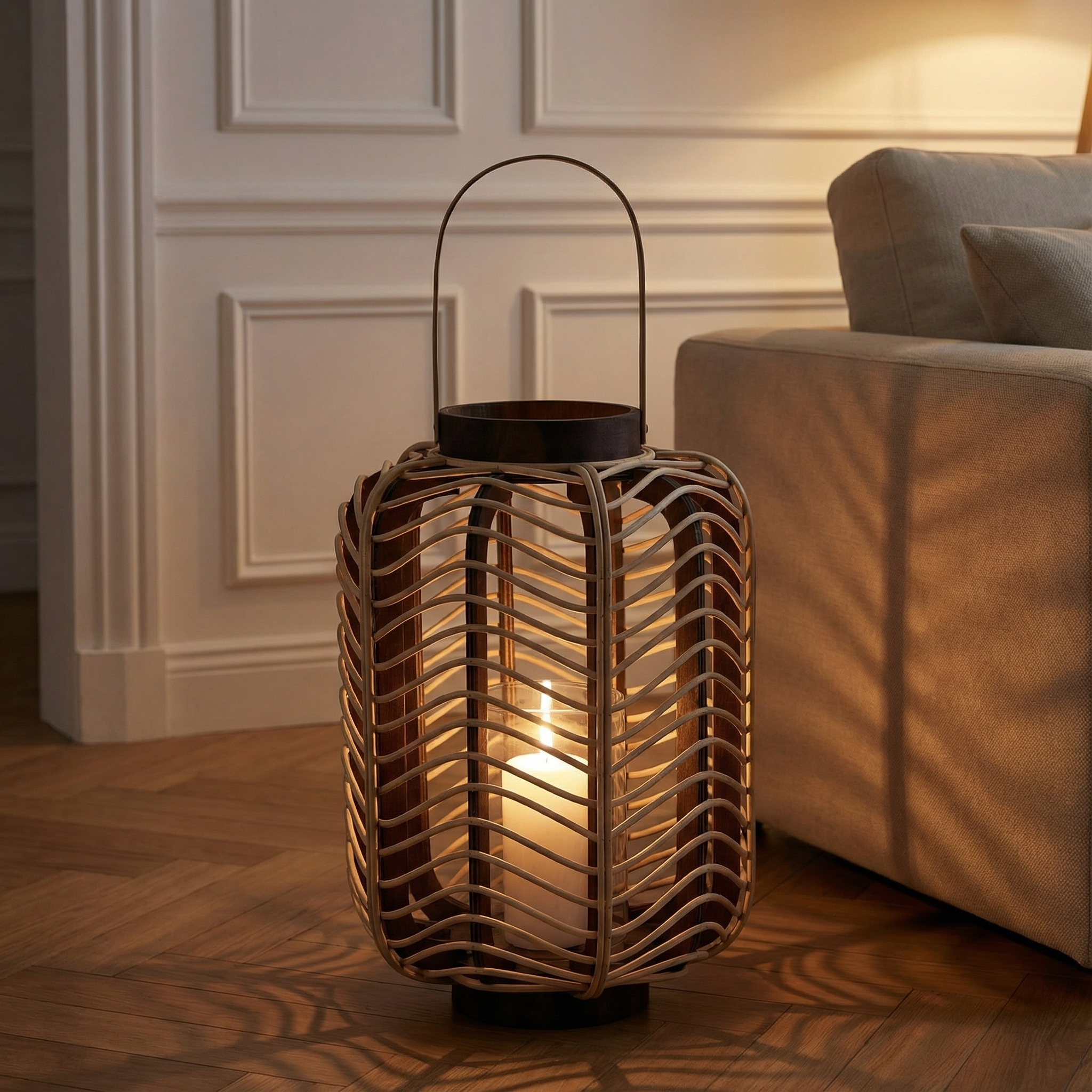 sia-deco-nora-nella-lanterne-rotin-bois-clair-60-cm image 2