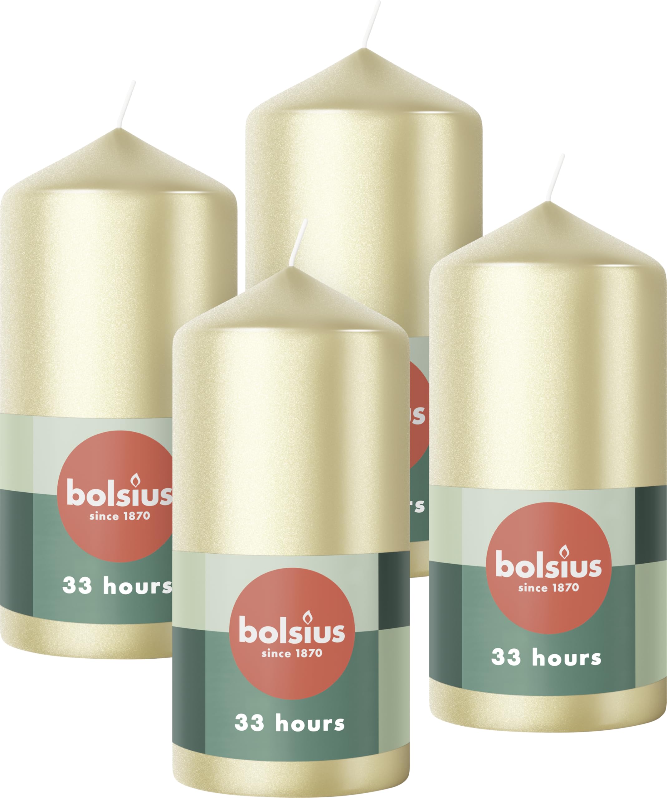 bolsius-bougies-piliers-12x6-cm-bougie-argent-blanc-x4-33h image 1