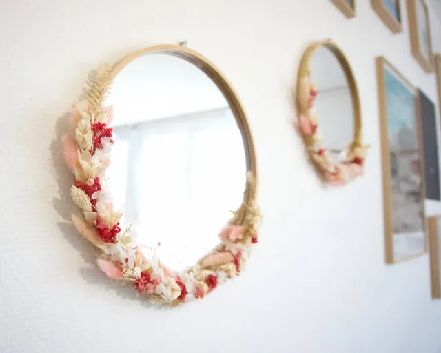 am-cla-miroirs-miroir-rond-fleurs-s-ch-es-roses-29-5-cm image 1