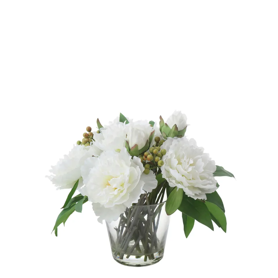 sia-deco-noah-composition-pivoines-fausse-fleur-blanc-26-cm image 1