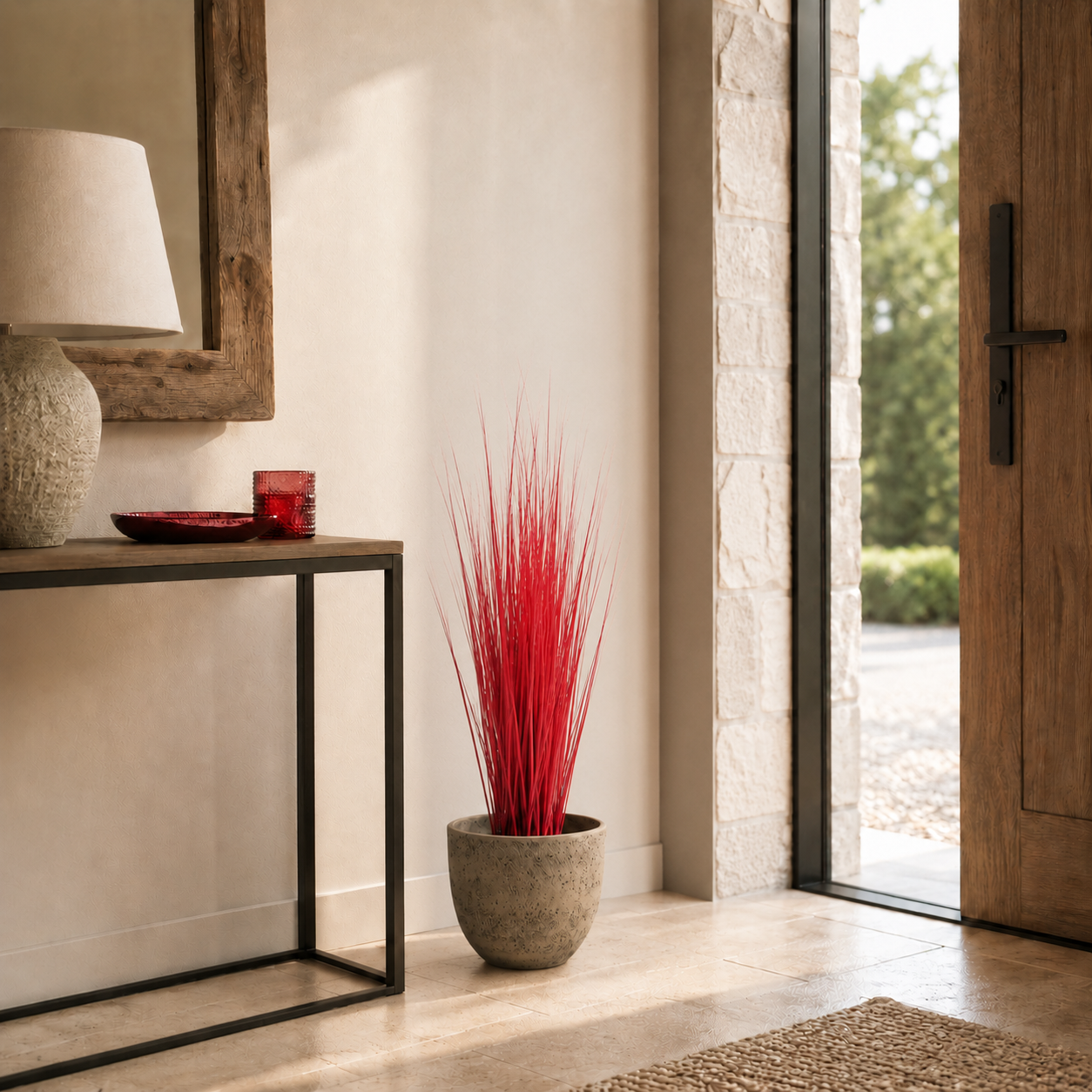 sia-deco-noah-touffe-d-herbes-75-cm-herbe-artificielle-rouge image 2