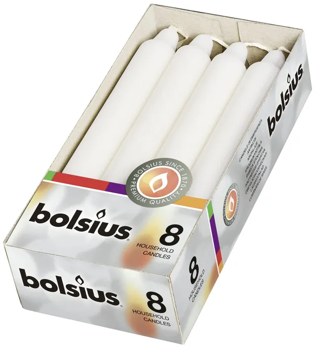 bolsius-crown-bougie-blanche-18-cm-lot-8-6h image 1