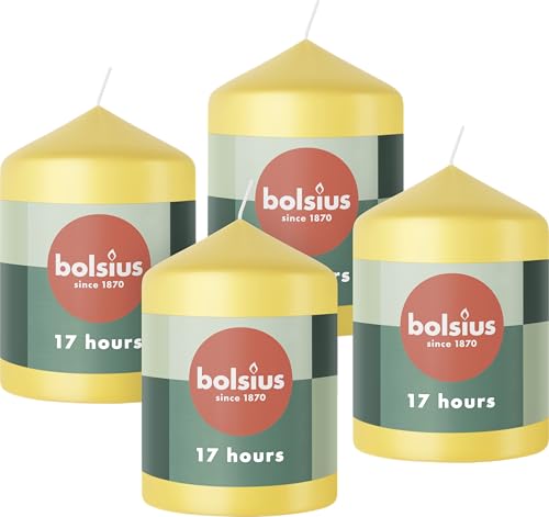 bolsius-piliers-lot-4-bougies-pilier-jaune-8x6cm image 2
