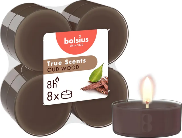bolsius-maxi-lights-bois-d-oud-bougie-marron-lot-8 image 1