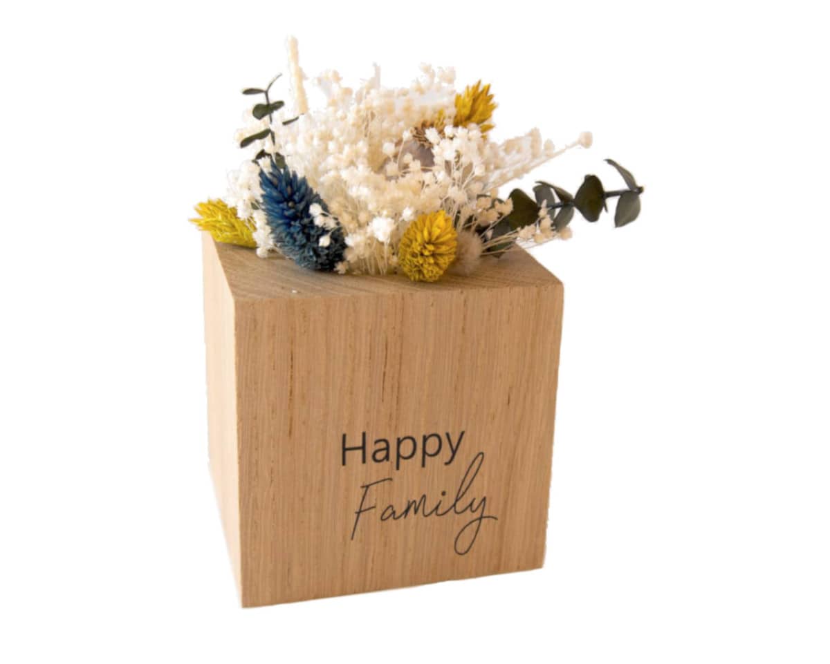 am-cla-cache-pot-bois-cube-ch-ne-fleurs-s-ch-es-jaune-bleu image 2