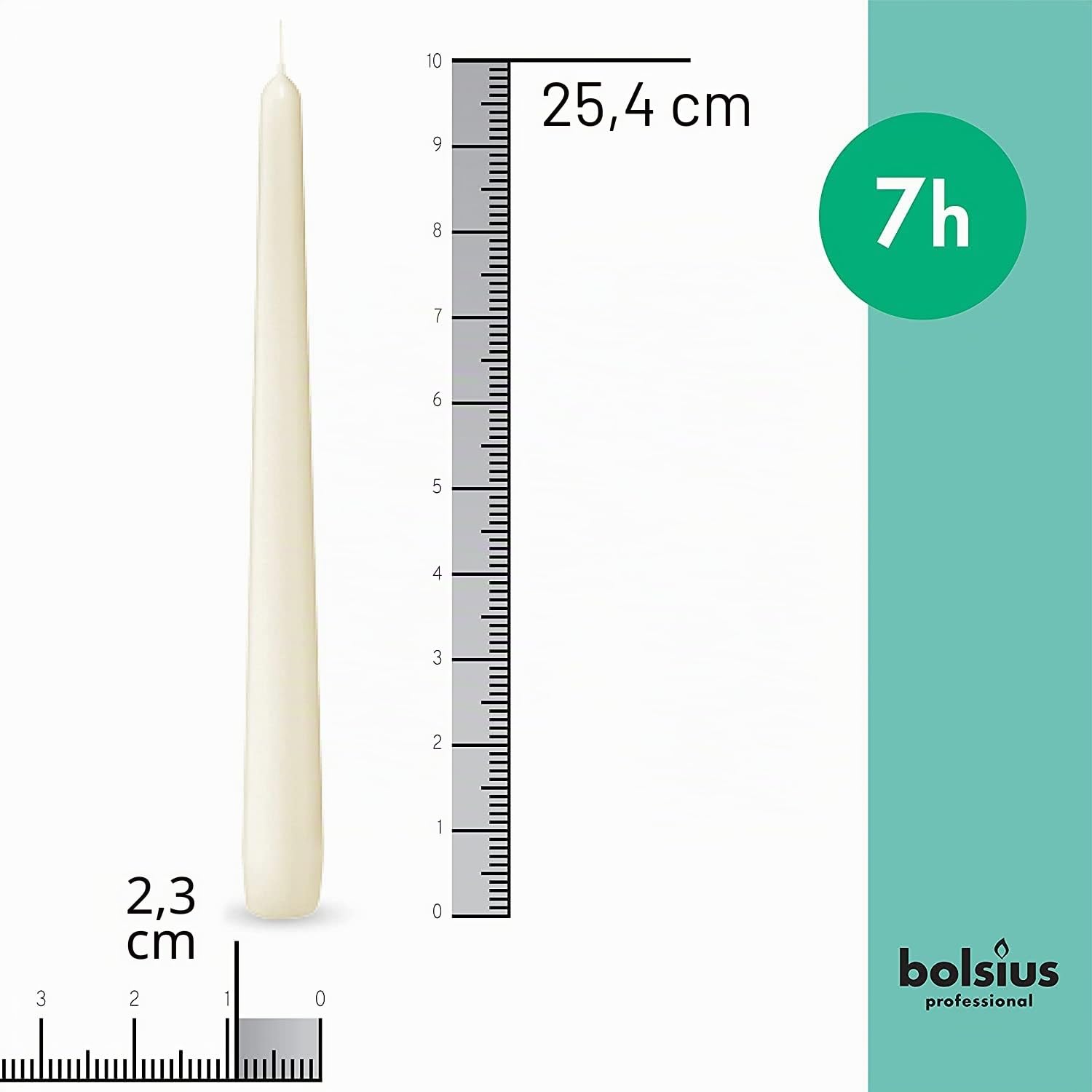 bolsius-d-ner-bougie-conique-ivoire-24-5-cm-bo-te-100-7h image 2