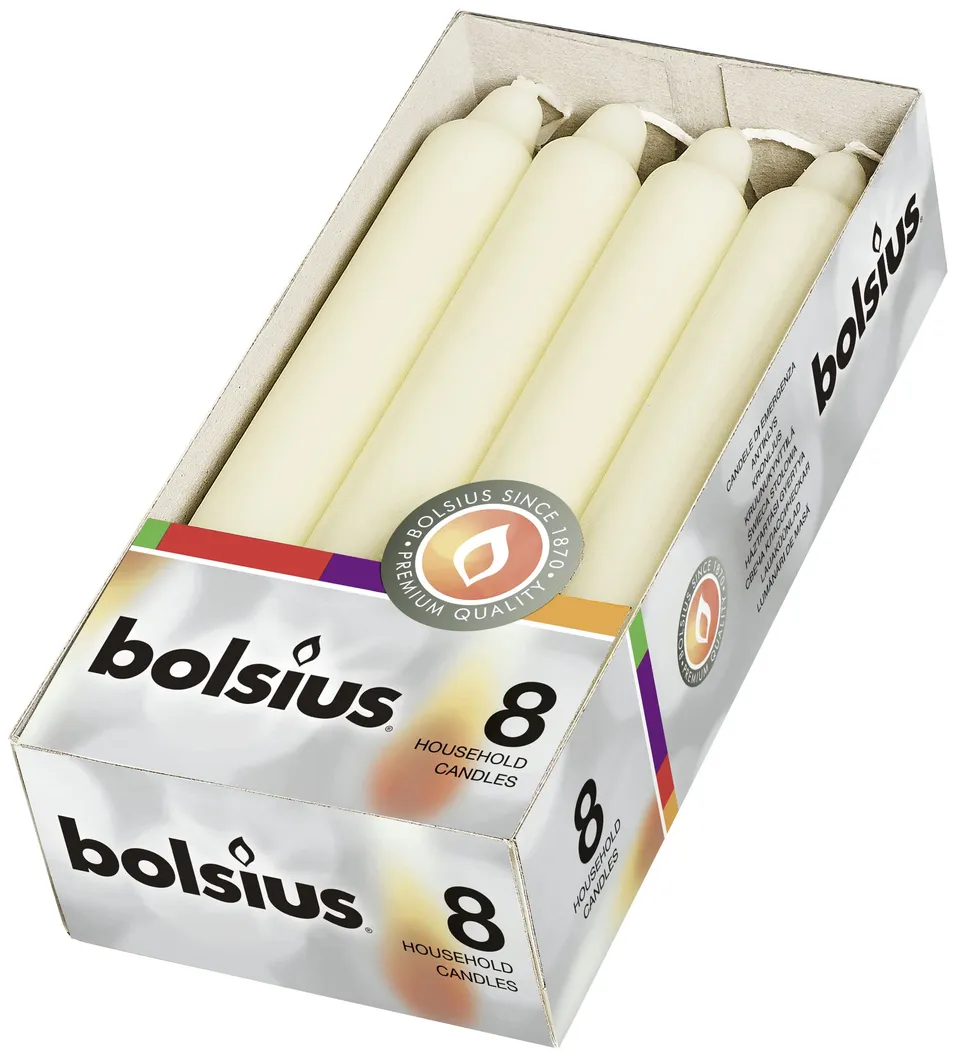 bolsius-bougies-piliers-crown-8-piliers-ivoire-18-cm-6h image 1