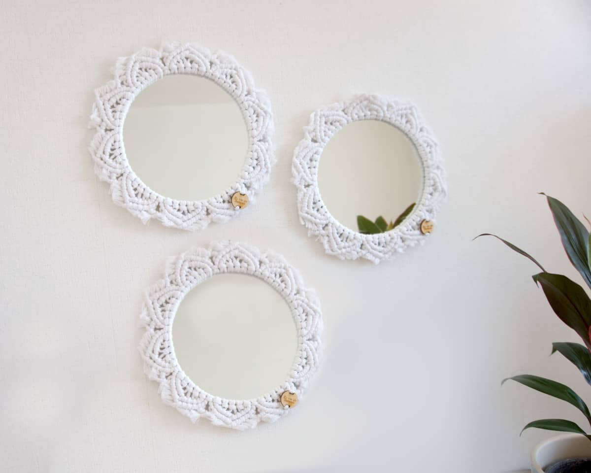 am-cla-miroirs-macram-ronds-blancs-lot-de-3-diam-tre-20-cm image 1
