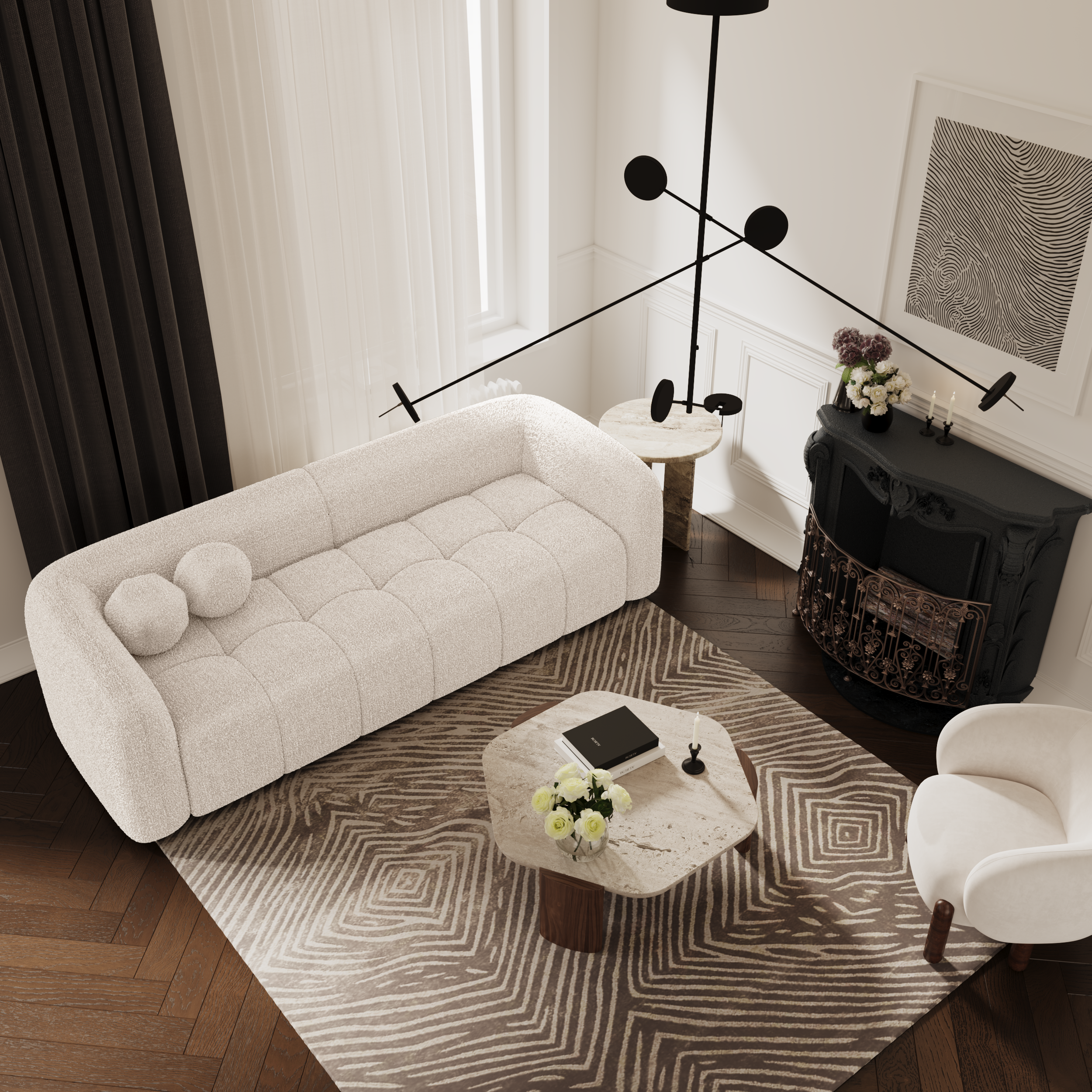 sia-deco-haussmann-canap-droit-cr-me-coussins-boules image 2