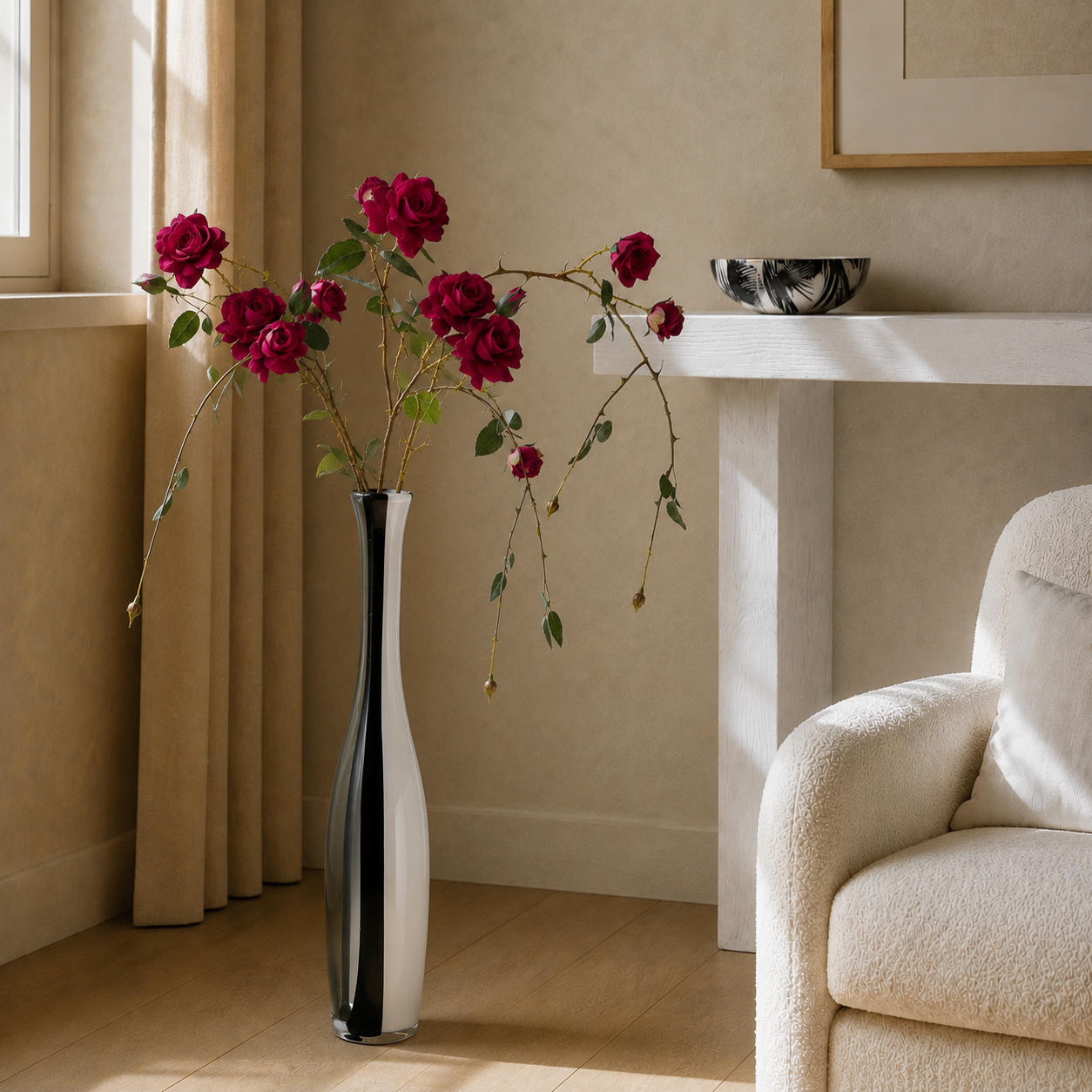 sia-deco-noah-tige-rose-tombante-fuchsia-125-cm-artificielle image 2